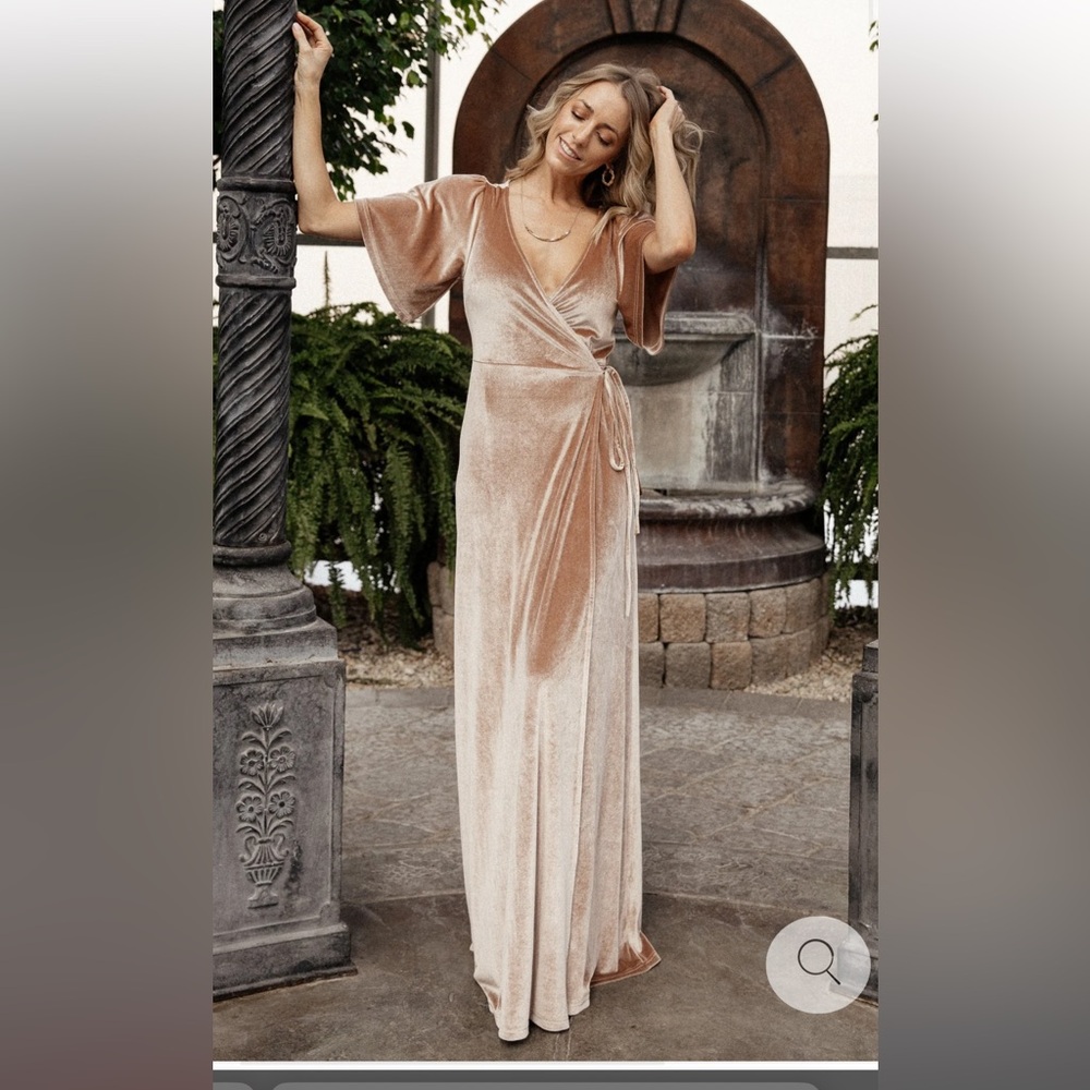Baltic Born Velvet Maxi Dress in Tan